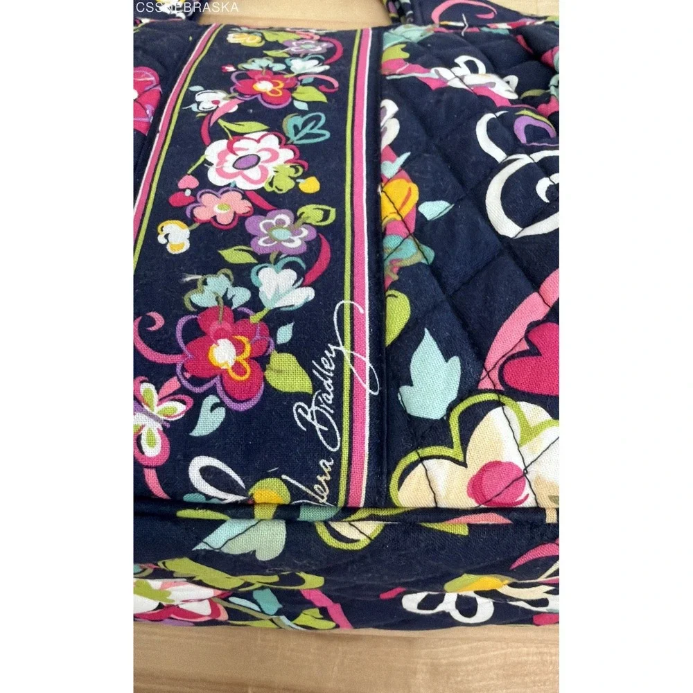 Vera Bradley Navy Floral Midnight Blues Quilted Handbag Small Tote